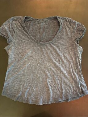 Pilcro Light Gray Scoop Neck Short Sleeve Tee